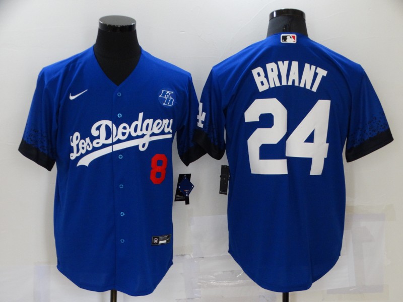 Men Los Angeles Dodgers #24 Bryant Blue City Edition Game Nike 2021 MLB Jersey